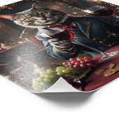 Victoriaans kat met glas rode wijn foto afdruk (Hoek)