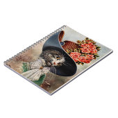 Victoriaans kat met Pet van Floral Spiral Notitieb Notitieboek (Linkerzijde)