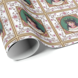  Victoriaans Kate Greenaway XMas Cadeaupapier