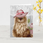 Victoriaans katje in Pet Notecard Kaart (Gele Bloem)