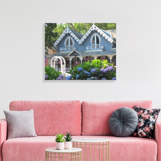 Victoriaans Katoen in Blue - Martha's wijntuin Canvas Afdruk (Insitu (Woonkamer))