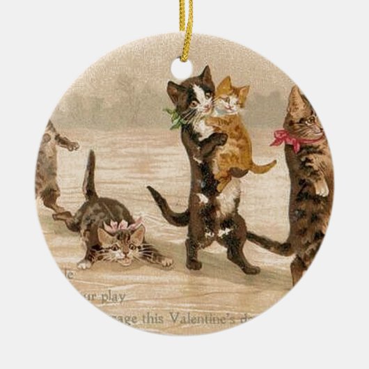  Victoriaans katten Kittens Valentijnsdag Keramisch Ornament (Voorkant)