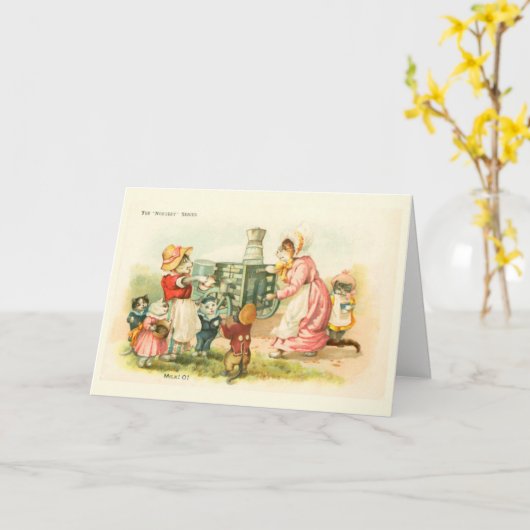 Victoriaans Katten Melk Maid Louis Wain Kwekerij S Kaart (Gele Bloem)