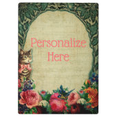 Victoriaans kattenblademuziek Bloemen  Groene Pin Klembord (Achterkant)