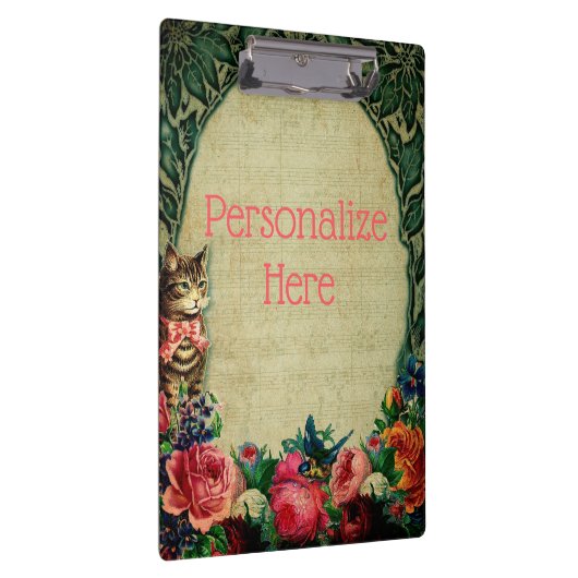 Victoriaans kattenblademuziek Bloemen  Groene Pin Klembord (Rechts)