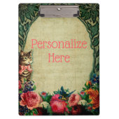 Victoriaans kattenblademuziek Bloemen  Groene Pin Klembord (Voorkant)