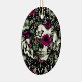 Victoriaans keelschedel met roze accenten keramisch ornament (Rechts)