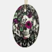 Victoriaans keelschedel met roze accenten keramisch ornament (Links)