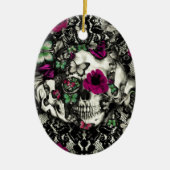 Victoriaans keelschedel met roze accenten keramisch ornament (Voorkant)