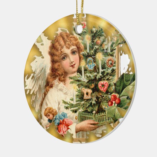  Victoriaans keramisch keramisch kerstsiermeisje Keramisch Ornament (Links)