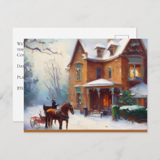 Victoriaans Kerst Afbeelding Uitnodiging Briefkaar (Voorkant / Achterkant)