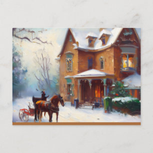 Victoriaans Kerst Afbeelding Uitnodiging Briefkaar Briefkaart