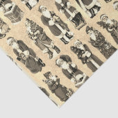 Victoriaans Kerst Beige Santa Pattern Tissuepapier (Detail)