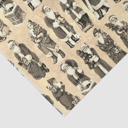 Victoriaans Kerst Beige Santa Pattern Tissuepapier (Detail)