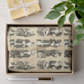 Victoriaans Kerst Beige Santa Pattern Tissuepapier (Geschenk)