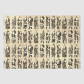  Victoriaans Kerst Beige Santa Pattern Tissuepapier (Voorkant)