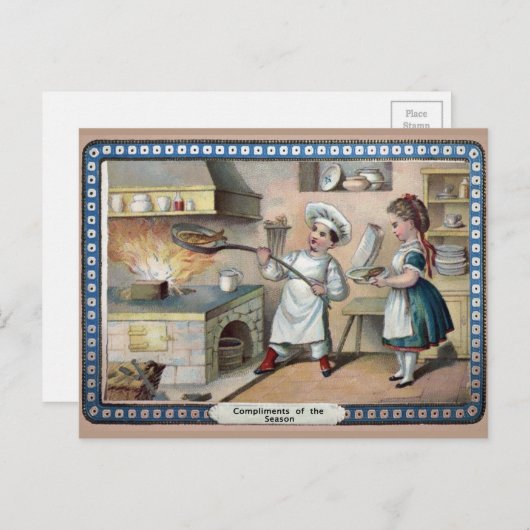 Victoriaans kerst briefkaart (Voorkant / Achterkant)