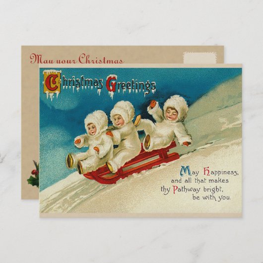 Victoriaans kerst Briefkaarten (Voorkant / Achterkant)