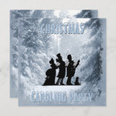 Victoriaans Kerst Caroling Party Blauwe Sneeuw Kaart (Voorkant / Achterkant)