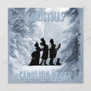 Victoriaans Kerst Caroling Party Blauwe Sneeuw Kaart