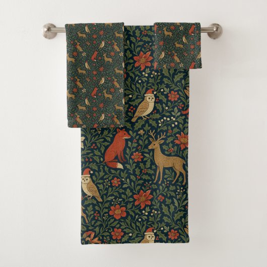 Victoriaans Kerst Dier & Botanisch  Bad Handdoek (Insitu)