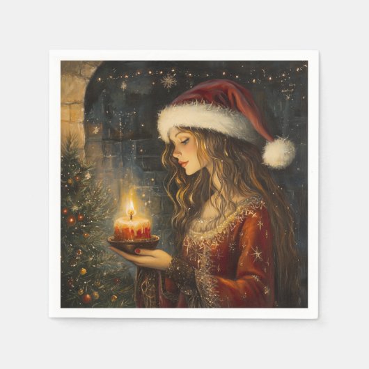 Victoriaans kerst elegantie cocktail servetten (Voorkant)