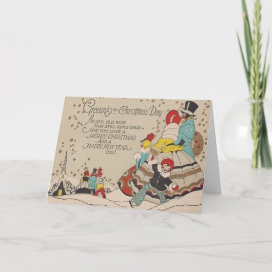 Victoriaans kerst- en nieuwjaarskaart feestdagen kaart (Voorkant)
