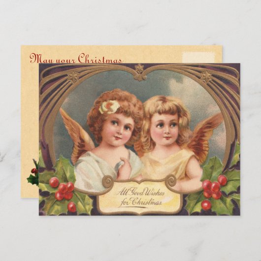 Victoriaans kerst engel Briefkaarten (Voorkant / Achterkant)