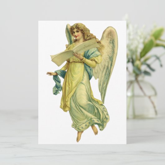 Victoriaans kerst engel uitnodiging (Staand voorkant)