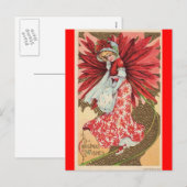 Victoriaans kerst fee meisje briefkaart (Voorkant / Achterkant)