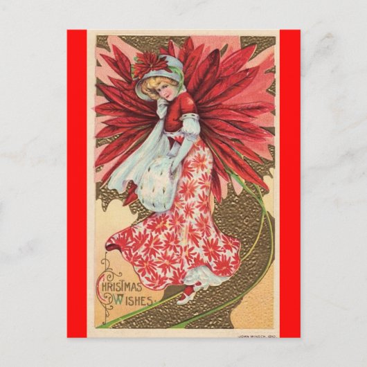 Victoriaans kerst fee meisje briefkaart (Voorkant)