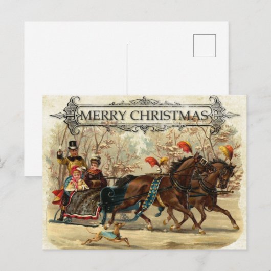  Victoriaans kerst Feestdagenkaart (Voorkant / Achterkant)