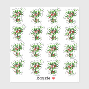 Victoriaans Kerst Holly Envelope Seal Sticker