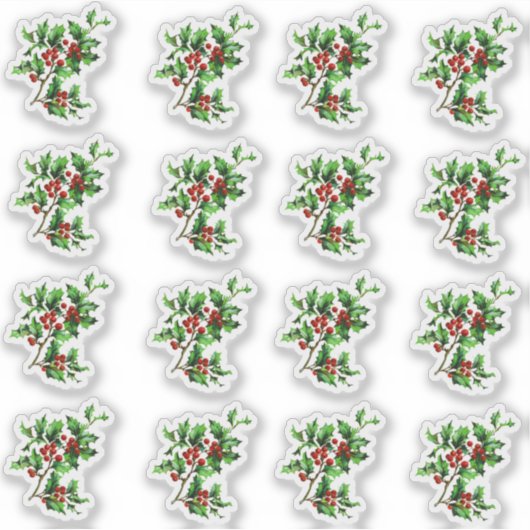 Victoriaans Kerst Holly Envelope Seal Sticker (Voorkant)