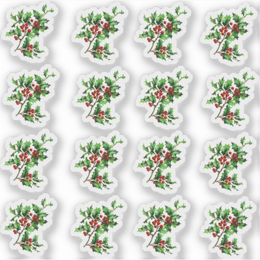  Victoriaans Kerst Holly Envelope Seal Sticker (Voorkant)