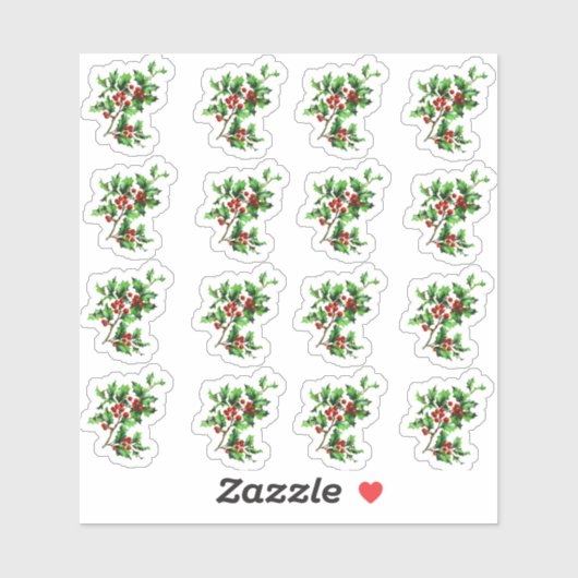  Victoriaans Kerst Holly Envelope Seal Sticker (Vel)