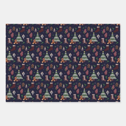 Victoriaans kerst inpakpapier vel (Voorkant 3)