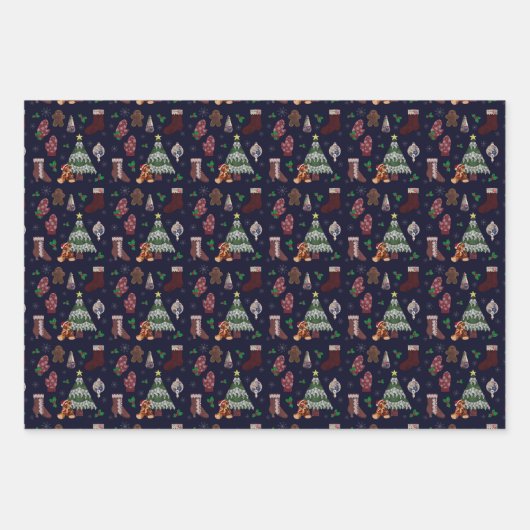 Victoriaans kerst inpakpapier vel (Voorkant)