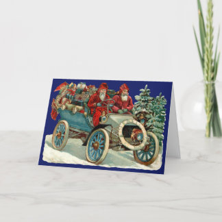 Victoriaans kerst Kaart Santa's Automobile