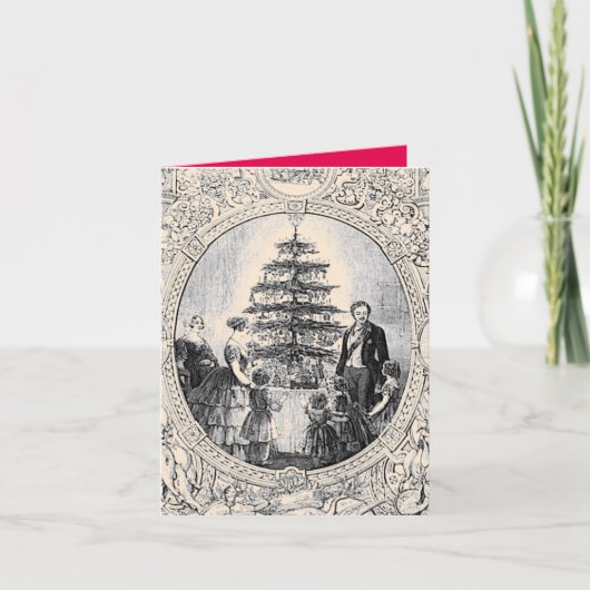 Victoriaans kerst Kaart Victoria & Edward w / tree (Voorkant)