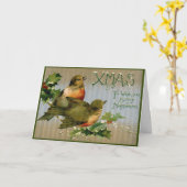 Victoriaans Kerst Kaart Vogels Briefkaart (Gele Bloem)