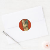 Victoriaans Kerst Kaarten Kind met Boom Ronde Sticker (Envelop)