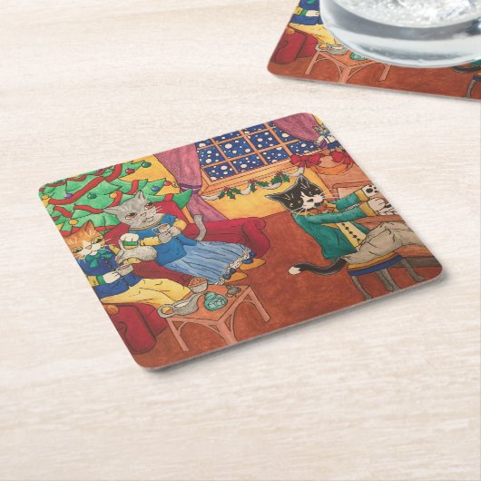 Victoriaans kerst kartonnen onderzetters (Schuin)