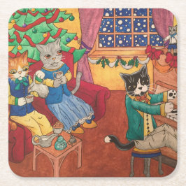 Victoriaans kerst kartonnen onderzetters