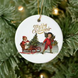 Victoriaans kerst keramisch ornament