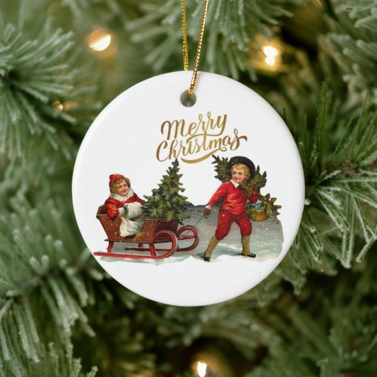 Victoriaans kerst keramisch ornament (Boom)