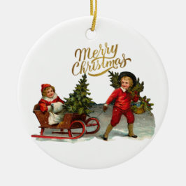 Victoriaans kerst keramisch ornament