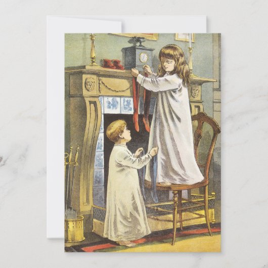 Victoriaans kerst, kerstbekentenissen voor kindere feestdagenkaart (Voorkant)