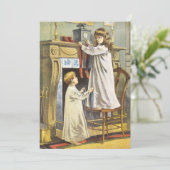 Victoriaans kerst, kerstbekentenissen voor kindere feestdagenkaart (Staand voorkant)