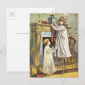 Victoriaans kerst, kerstbekentenissen voor kindere feestdagenkaart (Voorkant / Achterkant)